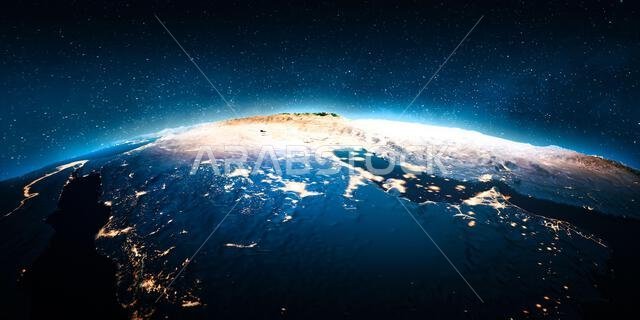 Saudi Arabia city lights. Elements of this image furnished by NASA. 3d rendering