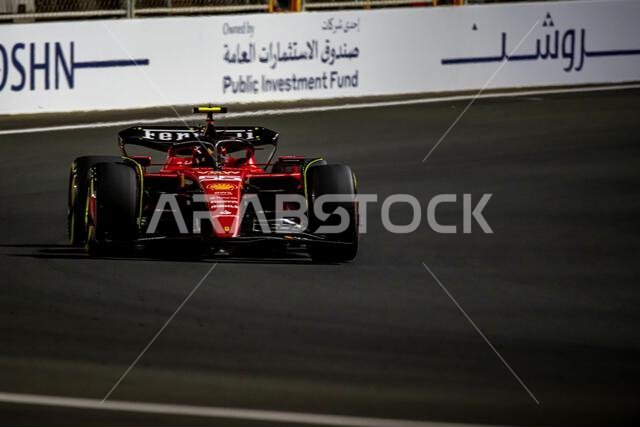 Jeddah, Saudi Arabia, March 19, Carlos Sainz, from Spain competes for Ferrari. Race day, round 2 of the 2023 Formula 1 championship. Credit: Michael Potts/Alamy Live News