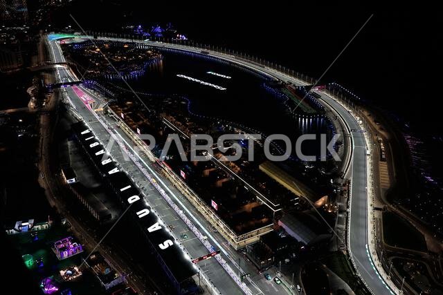 Jeddah, Saudi Arabia. 19th Mar, 2023. Sergio Perez (MEX) Red Bull Racing RB19 leads behind the Aston Martin FIA Safety Car. Formula 1 World Championship, Rd 2, Saudi Arabian Grand Prix, Sunday 19th March 2023. Jeddah, Saudi Arabia. Credit: James Moy/Alamy Live News