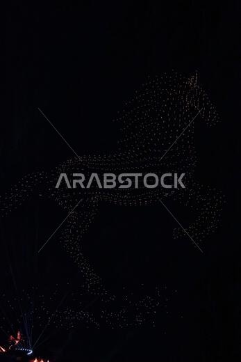 Jeddah, Saudi Arabia. 19th Mar, 2023. Circuit atmosphere - drone light display. Formula 1 World Championship, Rd 2, Saudi Arabian Grand Prix, Sunday 19th March 2023. Jeddah, Saudi Arabia. Credit: James Moy/Alamy Live News