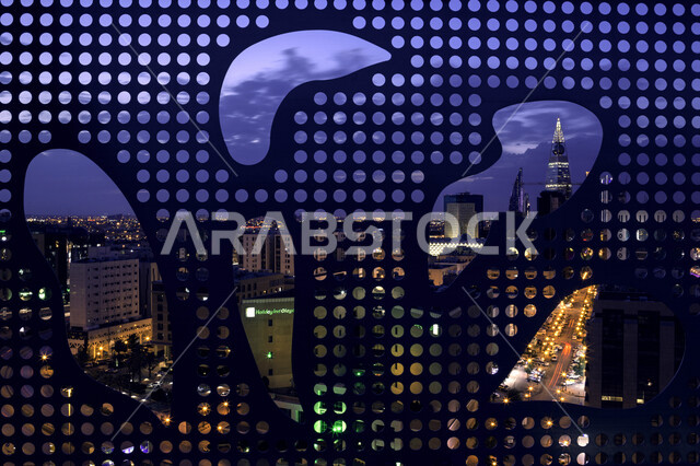 صورة من الاعلى لمدينة الرياض, الأبراج و ناطحات السحاب، الفن الهندسي المعماري ، معالم سياحية مشهورة بالرياض في المملكة العربية السعودية