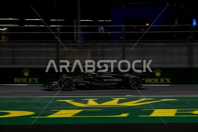 Jeddah, Saudi Arabia, March 17, George Russell, from the United Kingdom competes for Mercedes F1. Practice, round 2 of the 2023 Formula 1 championship. Credit: Michael Potts/Alamy Live News