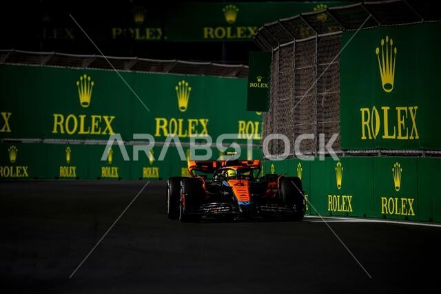 Jeddah, Saudi Arabia, March 17, Lando Norris, from the United Kingdom competes for McLaren F1. Practice, round 2 of the 2023 Formula 1 championship. Credit: Michael Potts/Alamy Live News