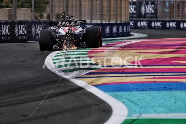 Jeddah, Saudi Arabia. 18th Mar, 2023. Kevin Magnussen (DEN) Haas VF-23 sends sparks flying. 18.03.2023. Formula 1 World Championship, Rd 2, Saudi Arabian Grand Prix, Jeddah, Saudi Arabia, Qualifying Day. Photo credit should read: XPB/Press Association Images. Credit: XPB Images Ltd/Alamy Live News