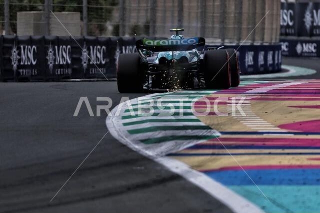 Jeddah, Saudi Arabia. 18th Mar, 2023. Fernando Alonso (ESP) Aston Martin F1 Team AMR23 sends sparks flying. 18.03.2023. Formula 1 World Championship, Rd 2, Saudi Arabian Grand Prix, Jeddah, Saudi Arabia, Qualifying Day. Photo credit should read: XPB/Press Association Images. Credit: XPB Images Ltd/Alamy Live News Jeddah, Saudi Arabia. 18th Mar, 2023. Fernando Alonso (ESP) Aston Martin F1 Team AMR23 sends sparks flying. 18.03.2023. Formula 1 World Championship, Rd 2, Saudi Arabian Grand Prix, Jeddah, Saudi Arabia, Qualifying Day. Photo credit should read: XPB/Press Association Images. Credit: XPB Images Ltd/Alamy Live News
