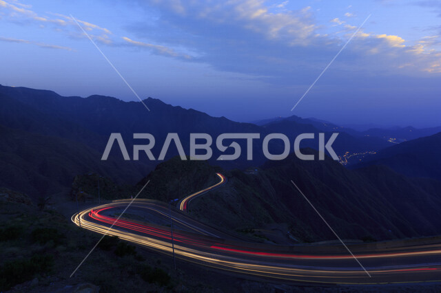 Landscapes from the highest mountains in Saudi Arabia, green nature in the mountains, tourism in Saudi Arabia