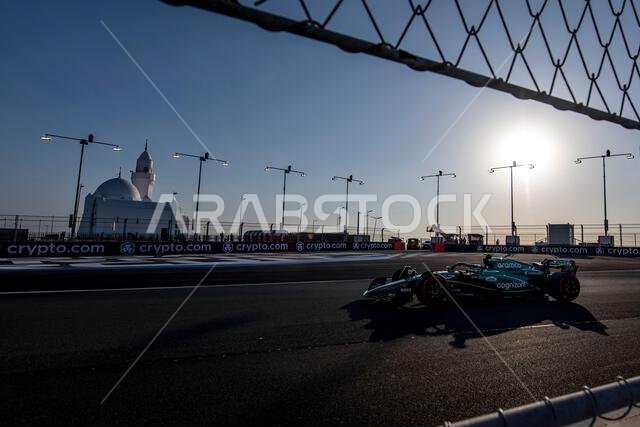 Jeddah, Saudi Arabia, March 17, Fernando Alonso, from Spain competes for Aston Martin F1. Practice, round 2 of the 2023 Formula 1 championship. Credit: Michael Potts/Alamy Live News