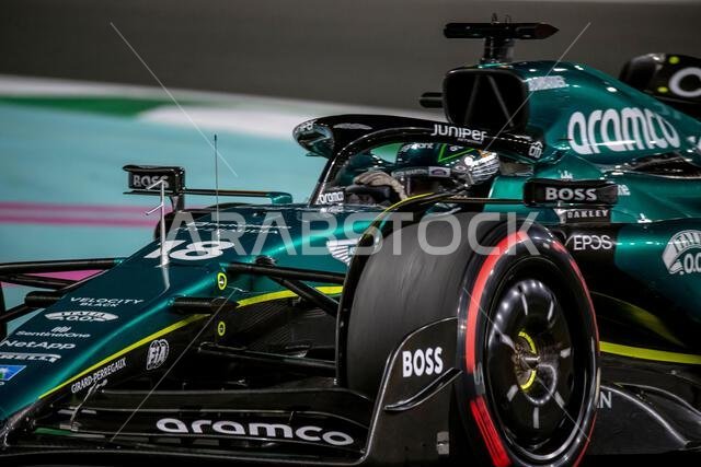 Jeddah, Saudi Arabia, March 17, Lance Stroll, from Canada competes for Aston Martin F1. Practice, round 2 of the 2023 Formula 1 championship. Credit: Michael Potts/Alamy Live News