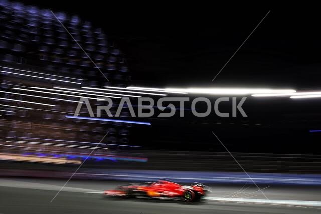 جدة، المملكة العربية السعودية. ١٧ مارس ٢٠٢٣. شارل لوكلير (مون) فيراري SF-23. بطولة العالم للفورمولا ١، الجولة الثانية، جائزة السعودية الكبرى، الجمعة ١٧ مارس ٢٠٢٣. جدة، المملكة العربية السعودية. حقوق الصورة: جيمس موي/ألامي لايف نيوز