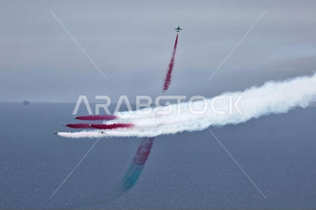 Jeddah, Saudi Arabia. 18th Mar, 2023. Circuit atmosphere - Air display. Formula 1 World Championship, Rd 2, Saudi Arabian Grand Prix, Saturday 18th March 2023. Jeddah, Saudi Arabia. Credit: James Moy/Alamy Live News