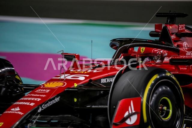 Jeddah, Saudi Arabia, March 17, Charles Leclerc, from Monaco competes for Ferrari. Practice, round 2 of the 2023 Formula 1 championship. Credit: Michael Potts/Alamy Live News