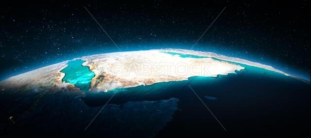 Saudi Arabia from space. Elements of this image furnished by NASA. 3d rendering