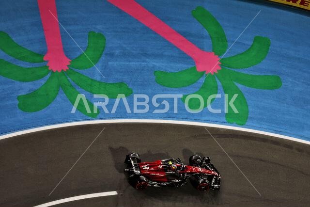 جدة، المملكة العربية السعودية. ١٨ مارس ٢٠٢٣. تشو غوانيو (الصين)، فريق ألفا روميو للفورمولا ١، سيارة C43. بطولة العالم للفورمولا ١، الجولة الثانية، جائزة السعودية الكبرى، السبت ١٨ مارس ٢٠٢٣. جدة، المملكة العربية السعودية. حقوق الصورة: جيمس موي/ألامي لايف نيوز