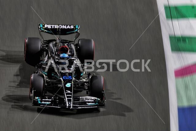 جدة، المملكة العربية السعودية. ١٨ مارس ٢٠٢٣. جورج راسل (بريطانيا) مرسيدس AMG F1 W14. ١٨/٠٣/٢٠٢٣. بطولة العالم للفورمولا ١، الجولة الثانية، جائزة السعودية الكبرى، جدة، المملكة العربية السعودية، يوم التصفيات. حقوق الصورة: XPB/Press Association Images. المصدر: XPB Images Ltd/Alamy Live News