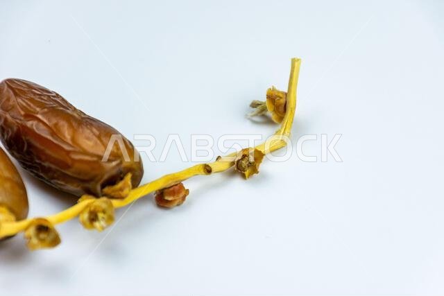 Close-up of Algerian royal dates on a white background. Ramadan concept.
