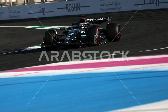 Jeddah, Saudi Arabia. 17th Mar, 2023. George Russell (GBR) Mercedes AMG F1 W14. Formula 1 World Championship, Rd 2, Saudi Arabian Grand Prix, Friday 17th March 2023. Jeddah, Saudi Arabia. Credit: James Moy/Alamy Live News