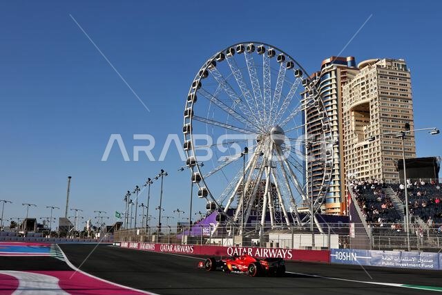 جدة، المملكة العربية السعودية. ١٧ مارس ٢٠٢٣. شارل لوكلير (مون) فيراري SF-23. بطولة العالم للفورمولا ١، الجولة الثانية، جائزة السعودية الكبرى، الجمعة ١٧ مارس ٢٠٢٣. جدة، المملكة العربية السعودية. حقوق الصورة: جيمس موي/ألامي لايف نيوز