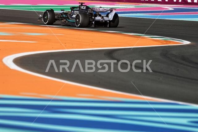 Jeddah, Saudi Arabia. 17th Mar, 2023. George Russell (GBR) Mercedes AMG F1 W14. Formula 1 World Championship, Rd 2, Saudi Arabian Grand Prix, Friday 17th March 2023. Jeddah, Saudi Arabia. Credit: James Moy/Alamy Live News