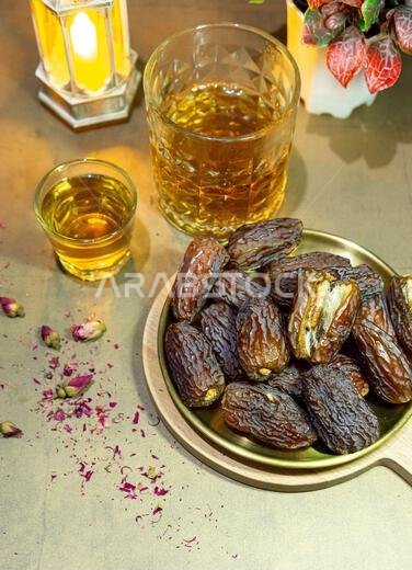 Raw Organic Medjool Dates (Kurma in Indonesia). It's also Ramadan "Iftar". Ramadan Kareem. Close up.