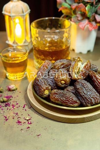 Raw Organic Medjool Dates (Kurma in Indonesia). It's also Ramadan "Iftar". Ramadan Kareem. Close up.