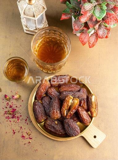 Raw Organic Medjool Dates (Kurma in Indonesia). It's also Ramadan "Iftar". Ramadan Kareem. Close up.