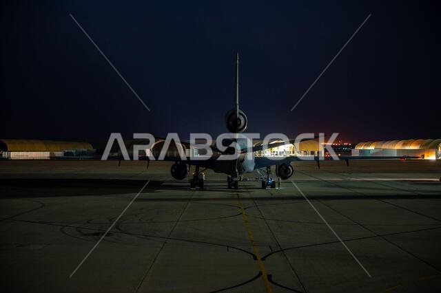 U.S. Air Force Airmen assigned to the 378th Expeditionary Aircraft Maintenance Squadron, conduct maintenance checks on a KC-10 Extender aircraft assigned to the 908th Expeditionary Air Refueling Squadron at Prince Sultan Air Base, Kingdom of Saudi Arabia, Dec. 9, 2022. The KC-10 is one of the airframes in the U.S. Central Command area of responsibility that provides air refueling capability to provide global reach for overseas contingency operations. 378th Air Expeditionary Wing,KC-10 Extender,P