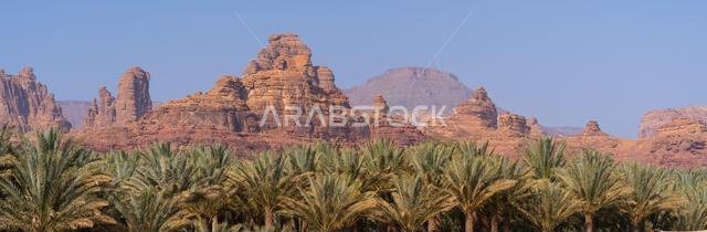 A panoramic of the mountains in the ancient oasis city Al-Ula in Saudi Arabia