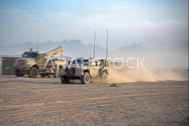A U.S. Marine Corps Joint Light Tactical Vehicle departs a Logistics Support Area established in the Kingdom of Saudi Arabia with a convoy during exercise Native Fury 22, Aug. 14, 2022. Native Fury 22 is vital for strengthening the United States’ long-standing relationship with Saudi Arabian Armed Forces. The Exercise enhances combined tactics, maritime capabilities and promotes long-term regional stability. IMEF,KSA,MARCENT,NATIVEFURY22,USCENTCOM,