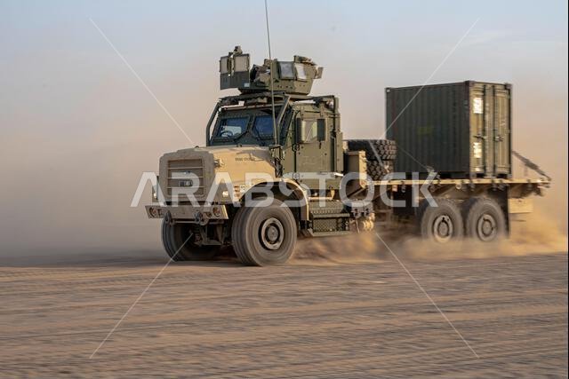 A U.S. Marine Corps AMK23 cargo truck moves with a convoy inside a Logistics Support Area established in the Kingdom of Saudi Arabia during exercise Native Fury 22, Aug. 14, 2022. Native Fury 22 is vital for strengthening the United States’ long-standing relationship with Saudi Arabian Armed Forces. The Exercise enhances combined tactics, maritime capabilities and promotes long-term regional stability. IMEF,KSA,MARCENT,NATIVEFURY22,USCENTCOM,