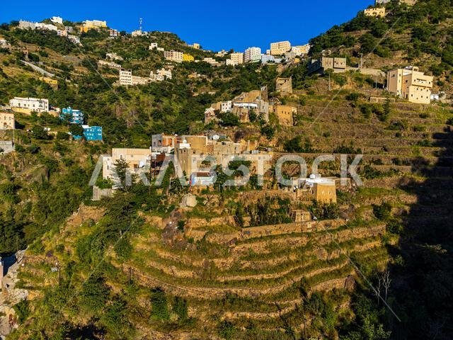 مدرجات خضراء، جبل فيفا، منطقة جازان، المملكة العربية السعودية، الشرق الأوسط مدرجات خضراء، جبل فيفا، منطقة جازان، المملكة العربية السعودية، الشرق الأوسط