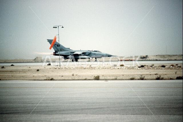 A Saudi Arabian Tornado aircraft takes off on a mission during Operation Desert Storm. Subject Operation/Series: DESERT STORM Country: Saudi Arabia(SAU)