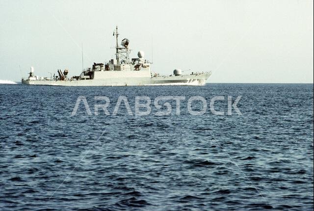 A starboard view of the Saudi Arabian missile corvette Tabuk (612) underway during Operation Desert Shield. Subject Operation/Series: DESERT SHIELD Country: Unknown