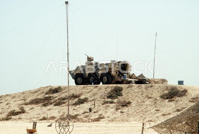 An Egyptian BMR-600 infantry fighting vehicle is positioned at a base camp during Operation Desert Shield. Subject Operation/Series: DESERT SHIELD Country: Saudi Arabia (SAU)