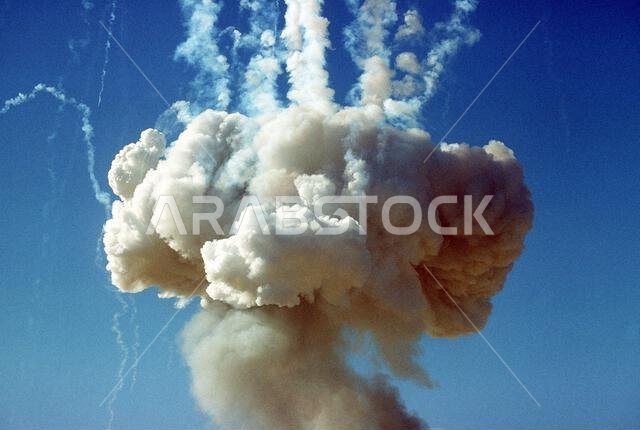 M-112 demolition charges are detonated, destroying unserviceable ammunition by members of the 60th Ordnance Detachment, 82nd Airborne Division, during Operation Desert Shield. Subject Operation/Series: DESERT SHIELD Country: Saudi Arabia(SAU)