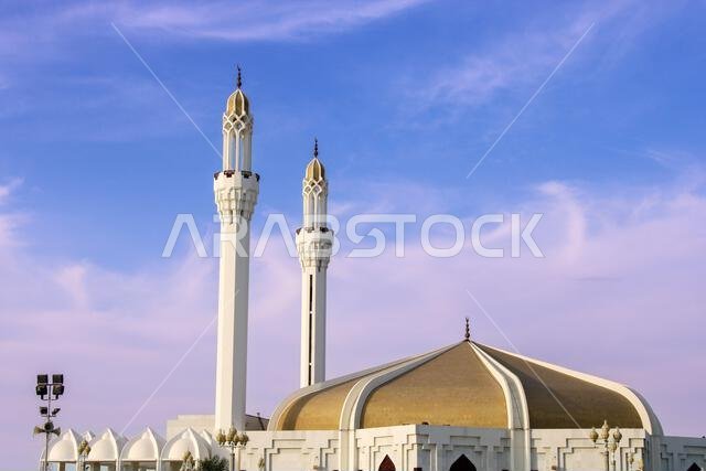Beautiful front view of the entrance of Hassan En any Mosque at sunset in Jeddah, Saudi Arabia Beautiful front view of the entrance of Hassan En any Mosque at sunset in Jeddah, Saudi Arabia