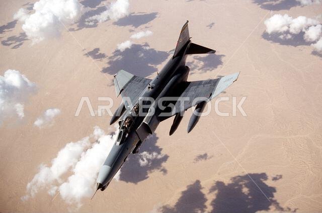 An overhead left side view of a US Air Force F-4 from the 561st Fighter Wing, Nellis AFB, NV, over the Mediterranean Sea and Saudi Arabia during the operation.(Exact date unknown). Subject Operation/Series: VIGILANT WARRIOR Base: Moron Country: Spain (ESP) An overhead left side view of a US Air Force F-4 from the 561st Fighter Wing, Nellis AFB, NV, over the Mediterranean Sea and Saudi Arabia during the operation.(Exact date unknown). Subject Operation/Series: VIGILANT WARRIOR Base: Moron Country: Spain (ESP)