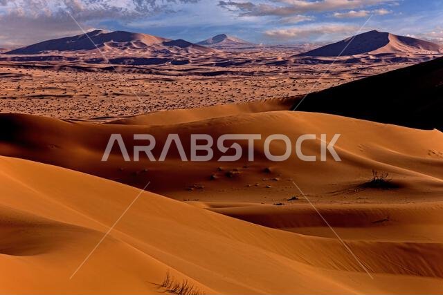 كثبان رملية في منظر صحراوي، المملكة العربية السعودية