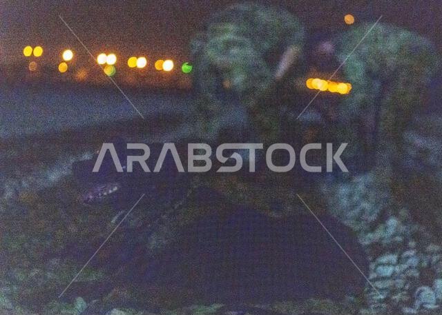 يرقد رينغو، كلب الخدمة العسكرية التابع لسرب القوات الأمنية الاستكشافية 378، التابع لسلاح الجو الأمريكي، أمام جنود وضباط يقومون بتثبيت مريض تدريبي على نقالة في قاعدة الأمير سلطان الجوية بالمملكة العربية السعودية، في 14 يوليو 2022. أجرت فرقة العمل "لونغ هورن"، بالتعاون مع وحدات الرعاية الصحية، تدريبًا مشتركًا واسع النطاق على نقل المصابين على نقالات الإسعاف الطبي، بالإضافة إلى تدريب الكلاب البوليسية على تهيئة بيئة مناسبة. تُمكّن قدرات الإسعاف الطبي التابعة للجيش الأمريكي قوات القيادة المركزية الأمر