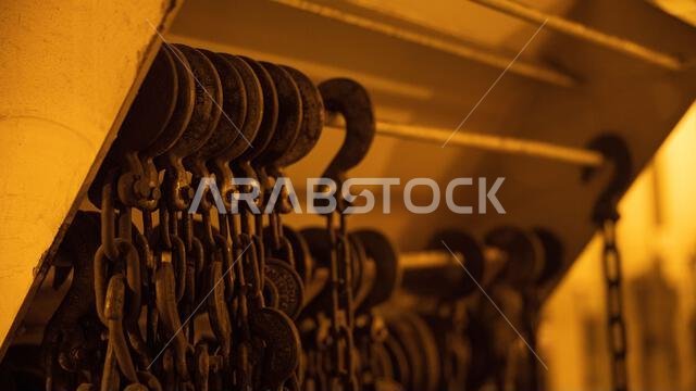 Chains are staged to help secure vechicles aboard the USNS Seay (T-AKR-302) during exercise Native Fury 22 at Yanbu Commercial Port, Kingdom of Saudi Arabia, Aug. 27, 2022. The focus of Native Fury 22 is to execute a Maritime Prepositioning Force offload in a Western port of Saudi Arabia. MPF operations are the rapid deployment and assembly of a U.S. Marine Air Ground Task Force in a secure using inter-theater airlift and forward-deployed maritime pre-positioning ships. KSA,MARCENT,NATIVEFURY22, Chains are staged to help secure vechicles aboard the USNS Seay (T-AKR-302) during exercise Native Fury 22 at Yanbu Commercial Port, Kingdom of Saudi Arabia, Aug. 27, 2022. The focus of Native Fury 22 is to execute a Maritime Prepositioning Force offload in a Western port of Saudi Arabia. MPF operations are the rapid deployment and assembly of a U.S. Marine Air Ground Task Force in a secure using inter-theater airlift and forward-deployed maritime pre-positioning ships. KSA,MARCENT,NATIVEFURY22,
