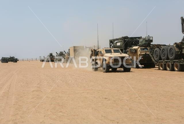 U.S. Marines with 1st Transportation Battalion, Combat Logistics Regiment 1, 1st Marine Logistics Group, finish a convoy during exercise Native Fury 22 at a Logistics Support Area established in the Kingdom of Saudi Arabia, Aug. 21, 2022. Native Fury 22 is a biennial exercise focused on the demonstration of the rapid offload and integration of a Maritime Prepositioned Force in the U.S. Central Command area of responsibility in support of regional security, crisis response, and contingency operat