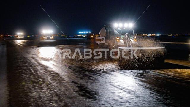 U.S. Airmen, assigned to the 577th Expeditionary Prime BEEF Squadron, stagger their swaths while removing rubber from a runway on Prince Sultan Air Base, Kingdom of Saudi Arabia, Sept. 9, 2022. The 577th EPBS, one-half of the 1st Expeditionary Civil Engineer Group, establishes and sustains airfield operations at locations where U.S. Air Force aircraft operate. 1st Expeditionary Civil Engineer Group,378th Air Expeditionary Wing,378th Expeditionary Civil Engineer Squadron,577th Expeditionary Prime U.S. Airmen, assigned to the 577th Expeditionary Prime BEEF Squadron, stagger their swaths while removing rubber from a runway on Prince Sultan Air Base, Kingdom of Saudi Arabia, Sept. 9, 2022. The 577th EPBS, one-half of the 1st Expeditionary Civil Engineer Group, establishes and sustains airfield operations at locations where U.S. Air Force aircraft operate. 1st Expeditionary Civil Engineer Group,378th Air Expeditionary Wing,378th Expeditionary Civil Engineer Squadron,577th Expeditionary Prime