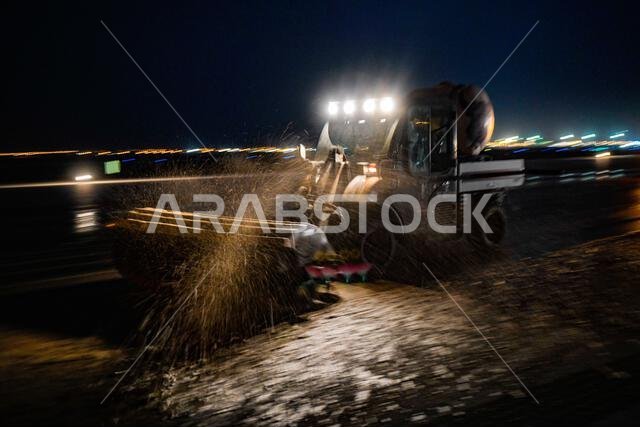 A U.S. Airman, assigned to the 577th Expeditionary Prime BEEF Squadron, removes rubber from a runway on Prince Sultan Air Base, Kingdom of Saudi Arabia, Sept. 9, 2022. The 577th EPBS, one-half of the 1st Expeditionary Civil Engineer Group, establishes and sustains airfield operations at locations where U.S. Air Force aircraft operate. 1st Expeditionary Civil Engineer Group,378th Air Expeditionary Wing,378th Expeditionary Civil Engineer Squadron,577th Expeditionary Prime BEEF Squadron,AFCENT,USCE