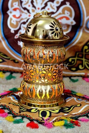 Ramadan Lantern lamp or Fanous Ramadan as a festive celebration of the Islamic fasting days in Arabian Islamic countries, religion holy fast days amon