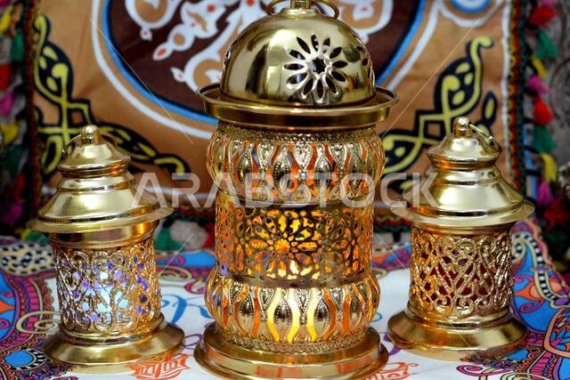 Ramadan Lantern lamp or Fanous Ramadan as a festive celebration of the Islamic fasting days in Arabian Islamic countries, religion holy fast days amon
