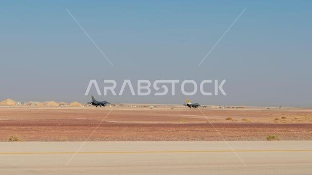 U.S. Air Force F-16 Fighting Falcon aircraft assigned to the 79th Expeditionary Fighter Squadron, taxi prior to takeoff, from Prince Sultan Air Base, Kingdom of Saudi Arabia, Oct. 24, 2022. During their deployment rotation, the 79th EFS "Tigers" projected combat airpower across the U.S. Central Command area of responsibility, supported personnel and demonstrated coalition airpower to enhance regional security. 378th Air Expeditionary Wing,79th Expeditionary Fighter Squadron,Air Combat Command,F- U.S. Air Force F-16 Fighting Falcon aircraft assigned to the 79th Expeditionary Fighter Squadron, taxi prior to takeoff, from Prince Sultan Air Base, Kingdom of Saudi Arabia, Oct. 24, 2022. During their deployment rotation, the 79th EFS "Tigers" projected combat airpower across the U.S. Central Command area of responsibility, supported personnel and demonstrated coalition airpower to enhance regional security. 378th Air Expeditionary Wing,79th Expeditionary Fighter Squadron,Air Combat Command,F-