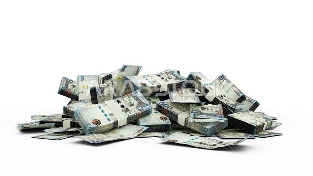 مجموعة ثلاثية الأبعاد من أوراق نقدية من الريال السعودي