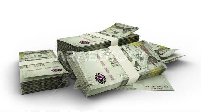 مجموعة ثلاثية الأبعاد من أوراق نقدية من الريال السعودي