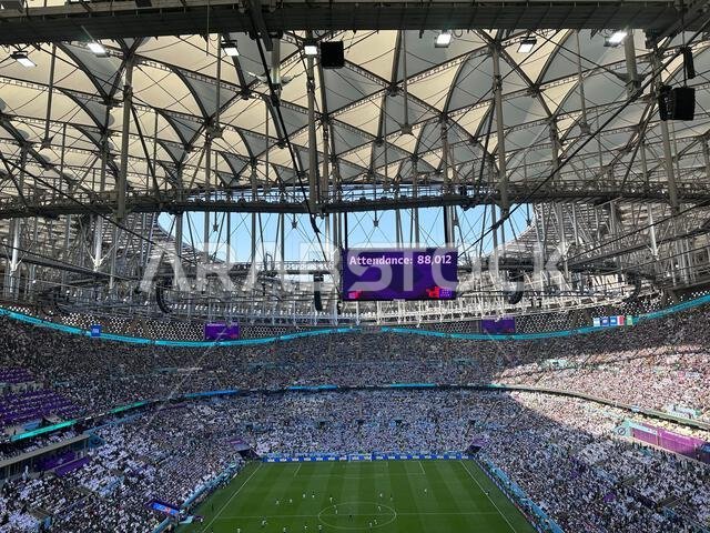 استاد لوسيل، كأس العالم لكرة القدم، قطر، مباراة السعدية العربية والأرجنتين. استاد لوسيل الجميل، قطر