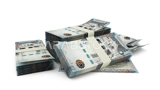 مجموعة ثلاثية الأبعاد من أوراق نقدية من الريال السعودي