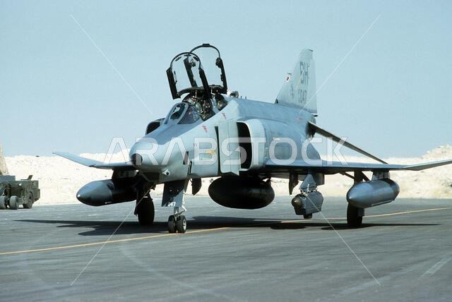 An RF-4C Phantom II reconnaissance aircraft of the 117th Tactical Reconnaissance Wing is parked at an air field following a mission on the first day of Operation Desert Storm. Subject Operation/Series: DESERT STORM Country: Saudi Arabia(SAU) An RF-4C Phantom II reconnaissance aircraft of the 117th Tactical Reconnaissance Wing is parked at an air field following a mission on the first day of Operation Desert Storm. Subject Operation/Series: DESERT STORM Country: Saudi Arabia(SAU)